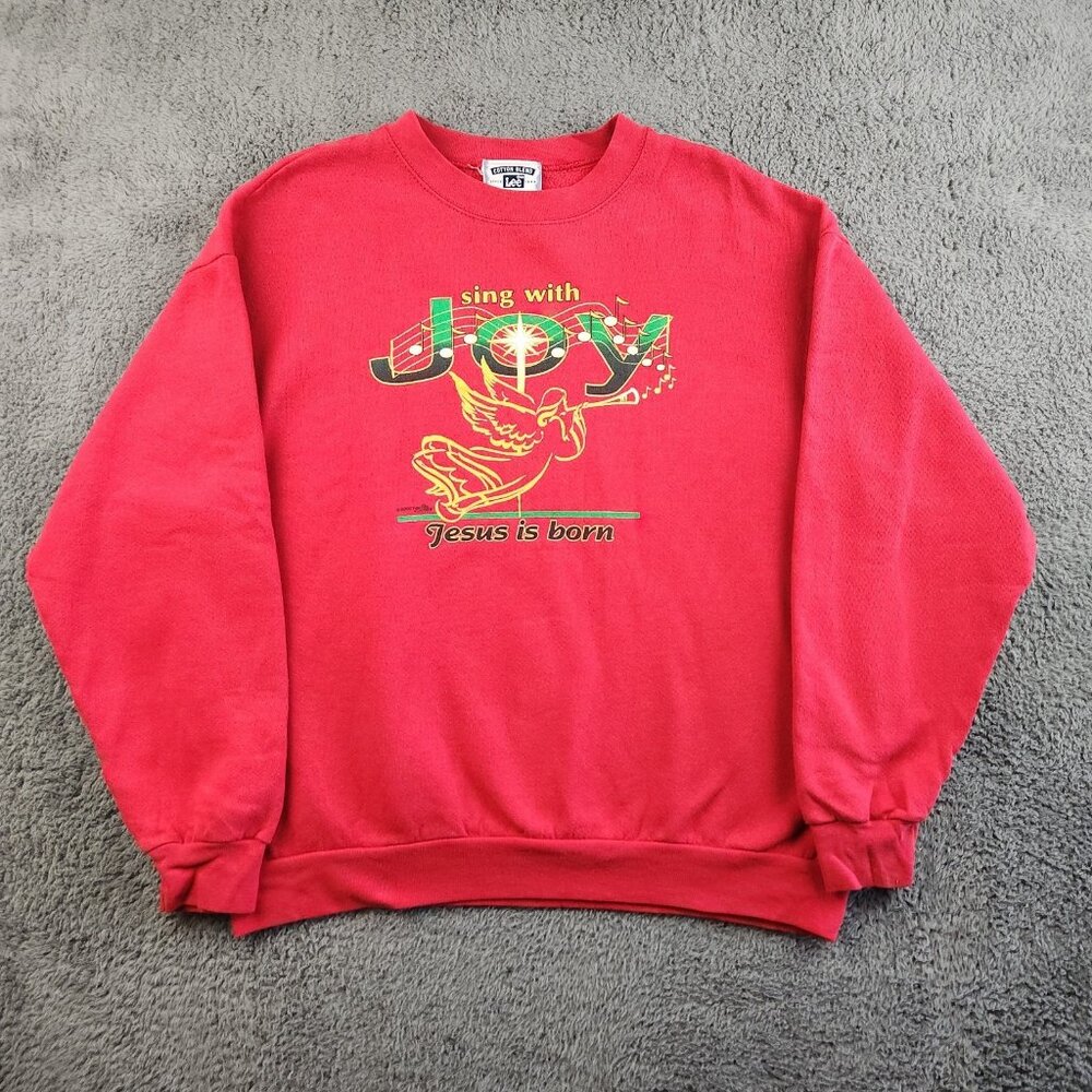 Vintage Holiday Christmas Sweater Men's Large‎ Indiana Baptist Church Crewneck
